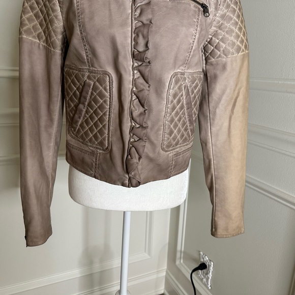 NWOT Anthropologie Elevenses Ruffled Vegan Leather Motorcycle Jacket - Picture 7 of 10